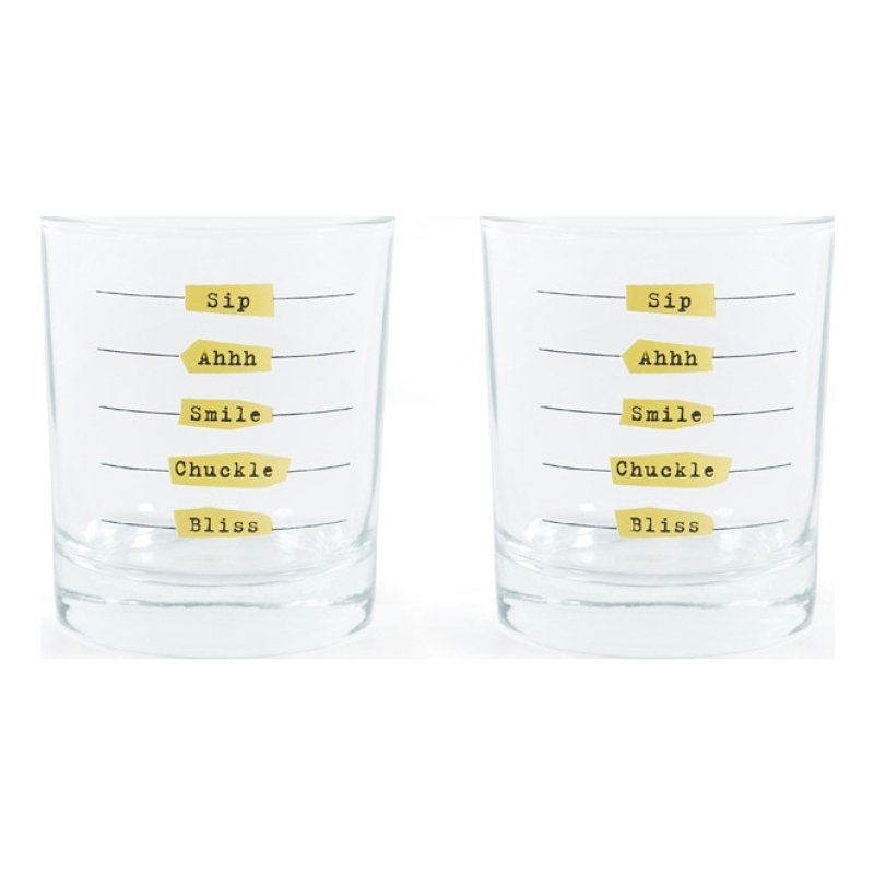 Five Stages of Happiness Drinking Glass - Set of 2