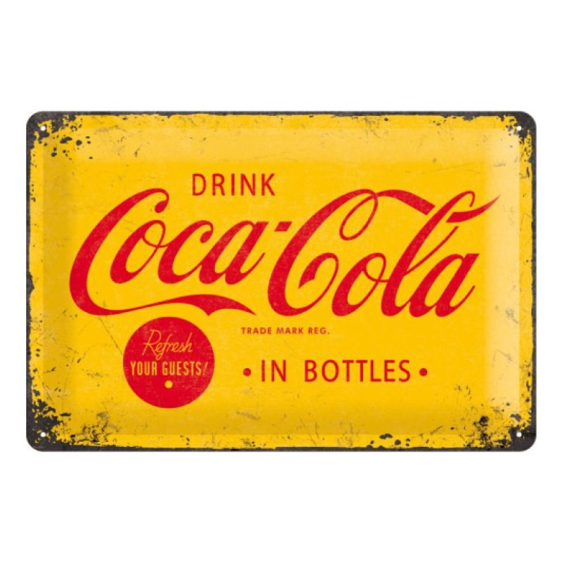 Coca Cola Yellow Tin Sign 20x30cm