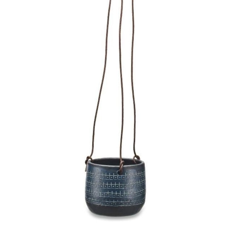 Mahika Hanging Planter Black - Small - by Nkuku