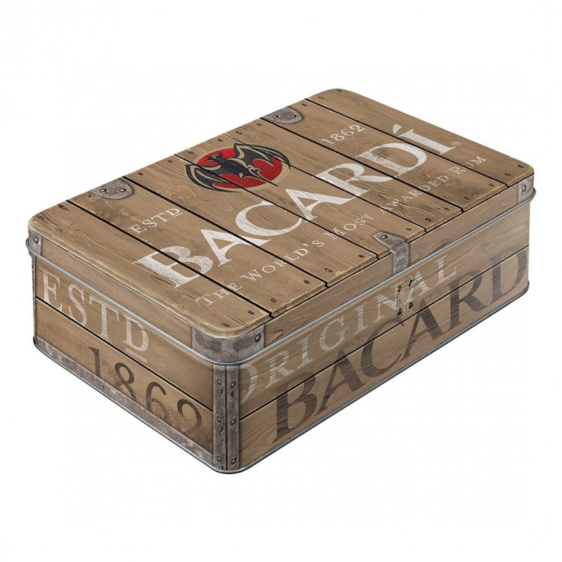 Bacardi Wood Barrel Rectangular Storage Tin - by Nostalgic Art