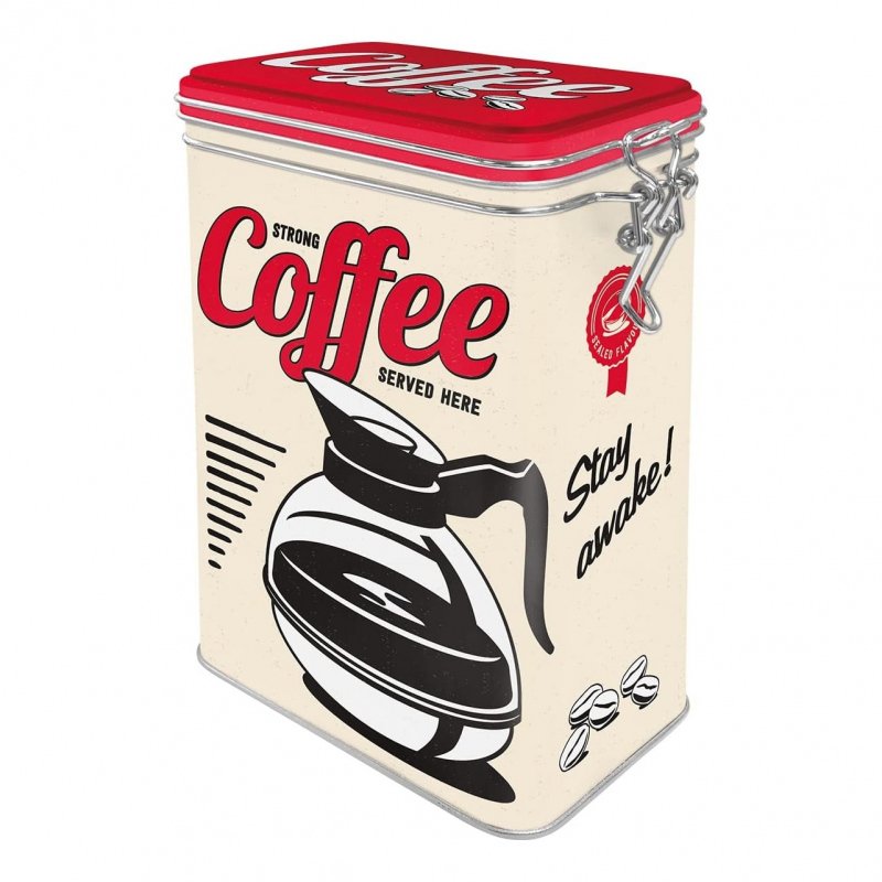 Strong Coffee Clip Top Storage Tin - by Nostalgic Art