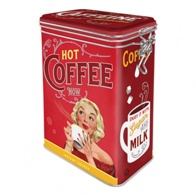 Caffeine Addicted Clip Top Storage Tin - by Nostalgic Art